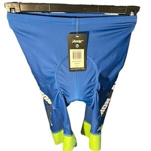 Zoot NWT IRONMAN Vibrant Blue and Green Padded Bike Shorts size small